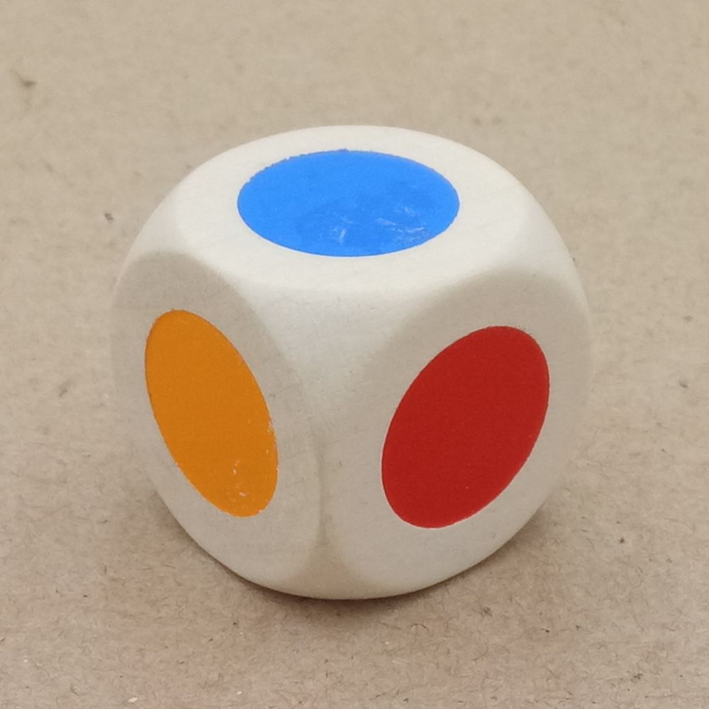 Dobókocka Színpöttyös 25mm / Piros, Kék, Narancs