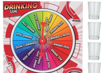 Ivós játék pörgettyűvel és 4 feles üvegpohárral