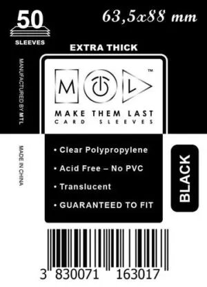 MTL 63,5x88 mm 50 db kártyavédő Prémium Fekete hátlappal