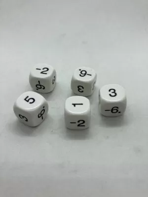 Dobókocka 1, 3, 5,-2, -4, -6